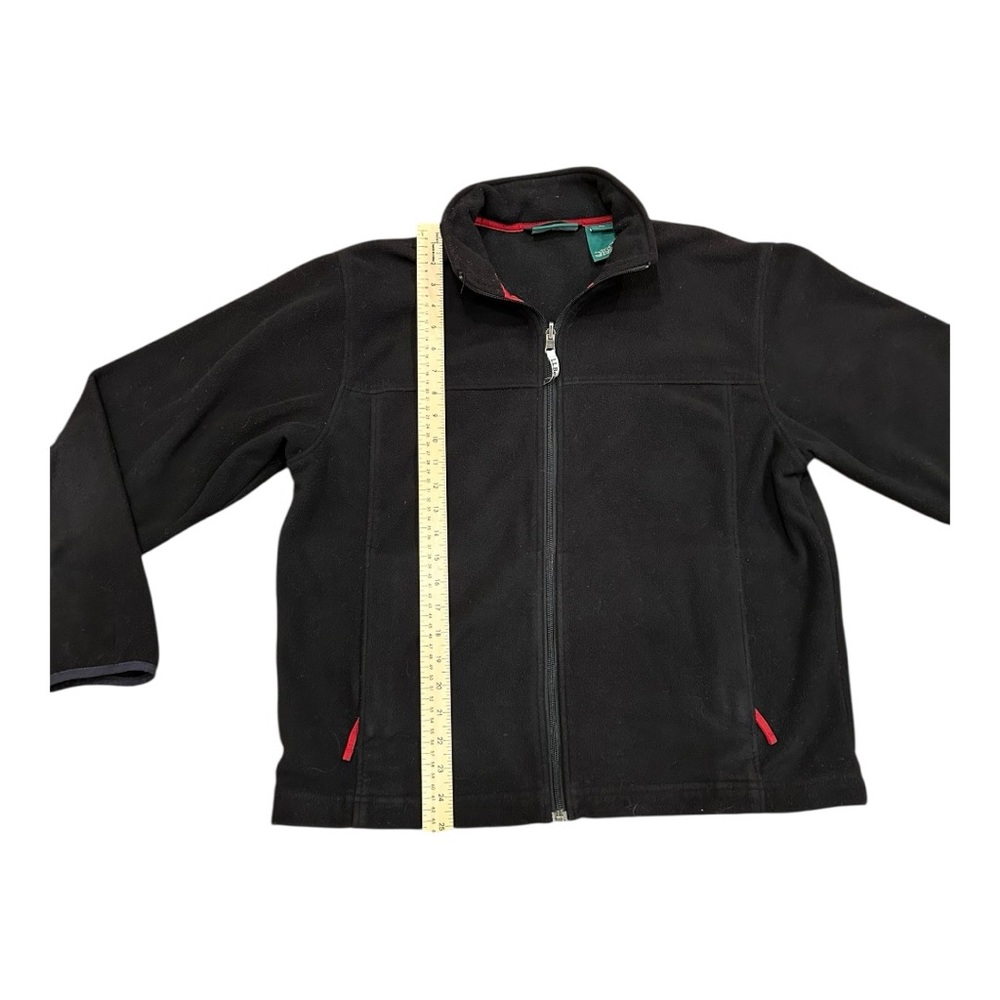 L.L. Bean Black Full-Zip Fleece Jacket with Red Trim - Picture 3 of 6